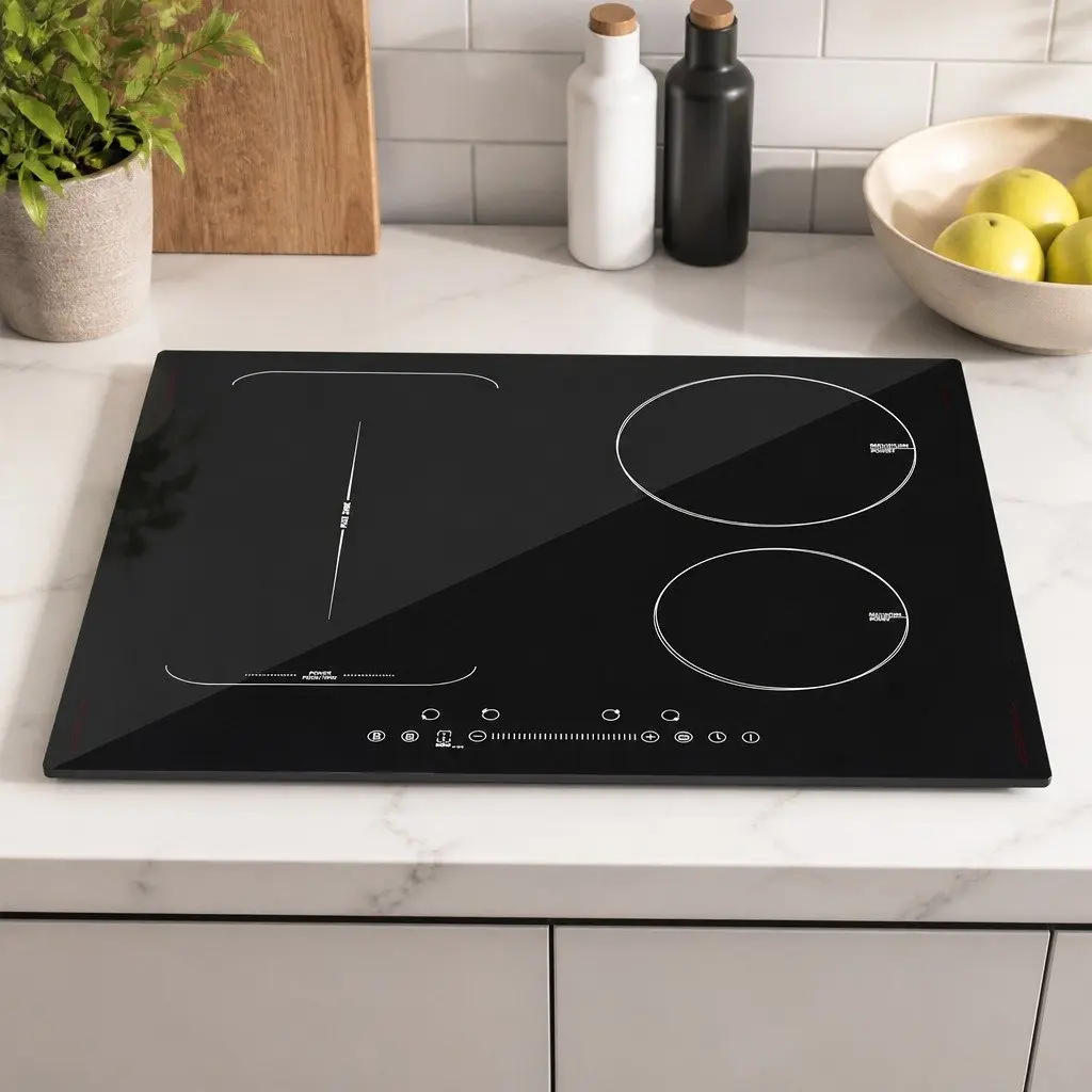 Induction Cooktop Black 60cm 4 Zone Touch Control Flexible Cooking Zones