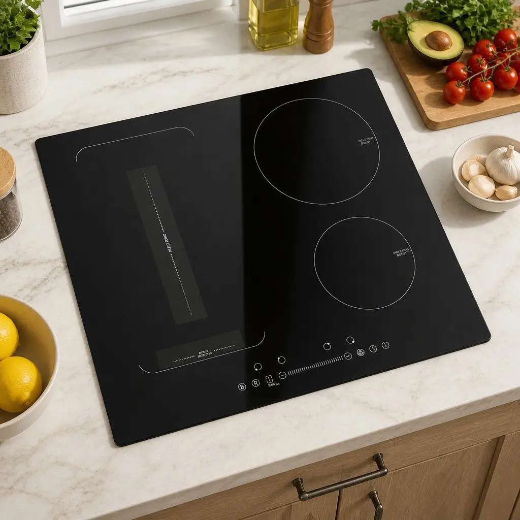 Induction Cooktop Black 60cm 4 Zone Touch Control Flexible Cooking Zones