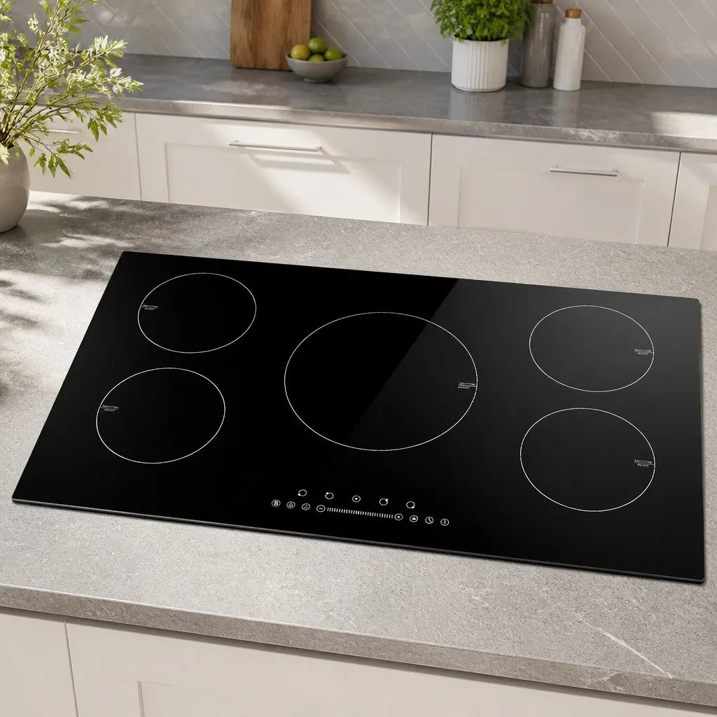 Induction Cooktop Black 90cm 5 Cooking Zones Touch Control