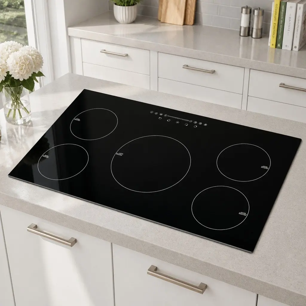 Induction Cooktop Black 90cm 5 Cooking Zones Touch Control