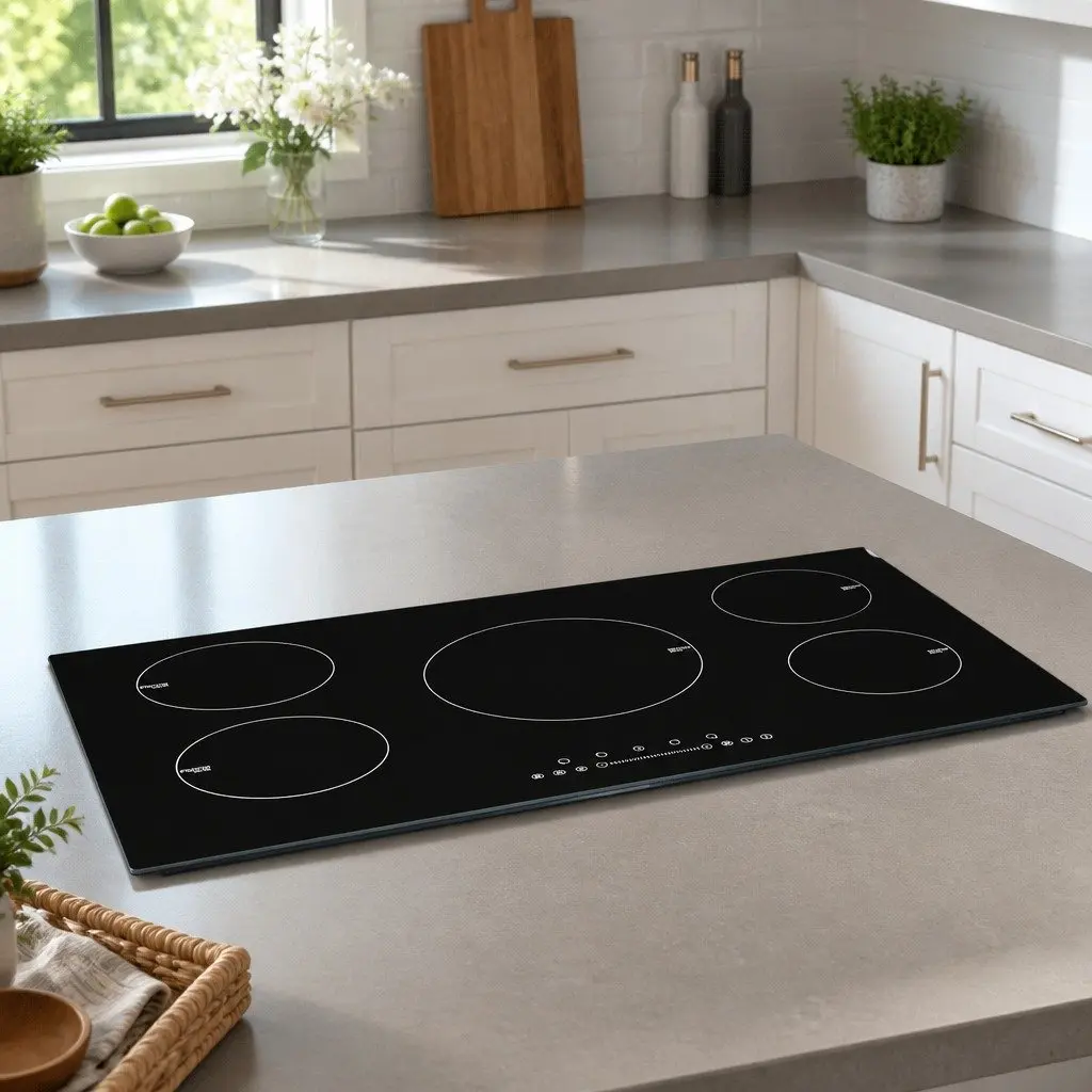 Induction Cooktop Black 90cm 5 Cooking Zones Touch Control