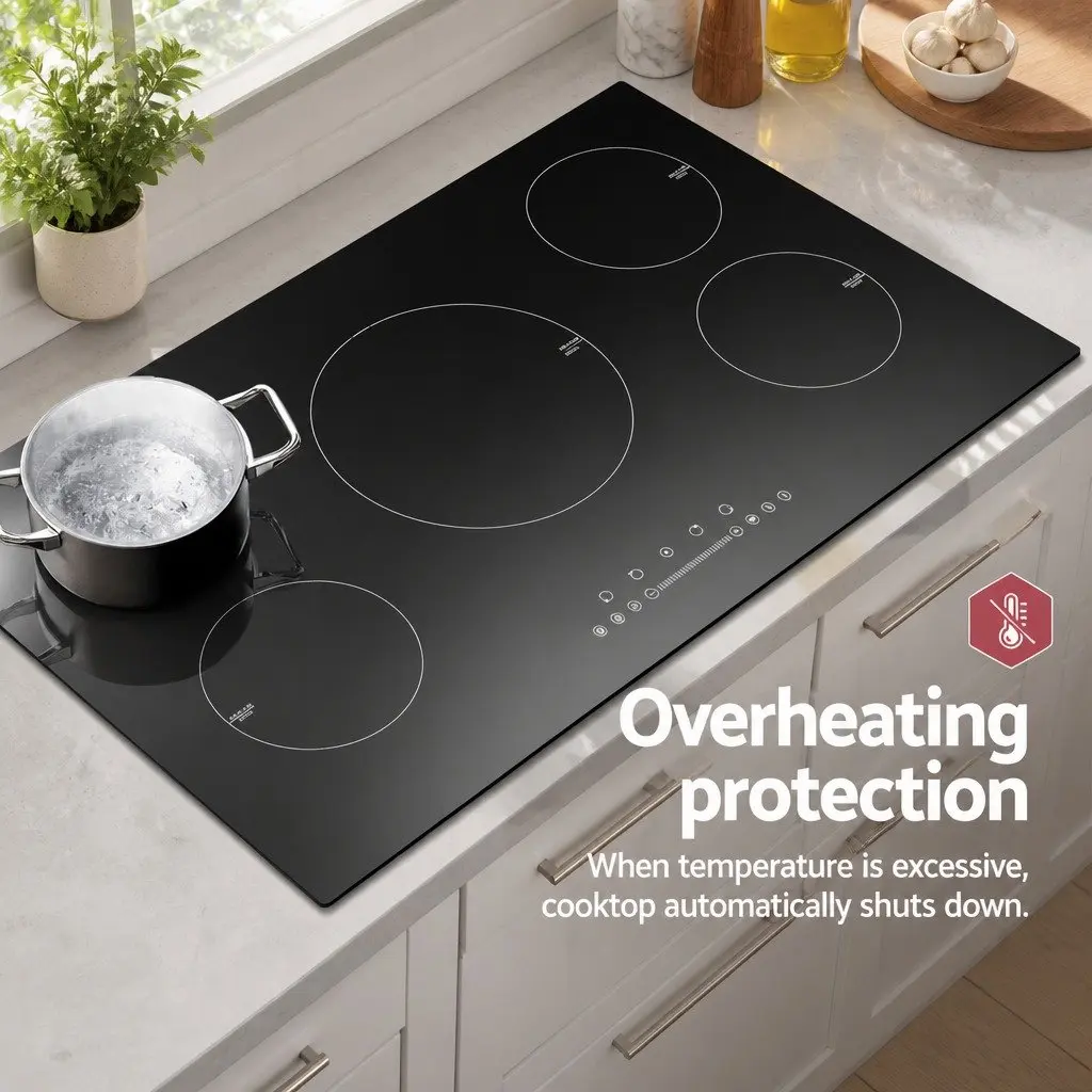Induction Cooktop Black 90cm 5 Cooking Zones Touch Control