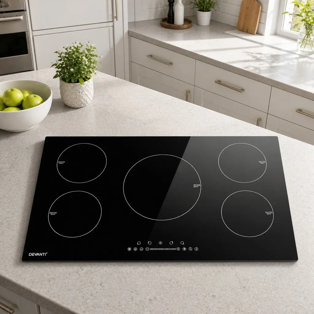 Induction Cooktop Black 90cm 5 Cooking Zones Touch Control