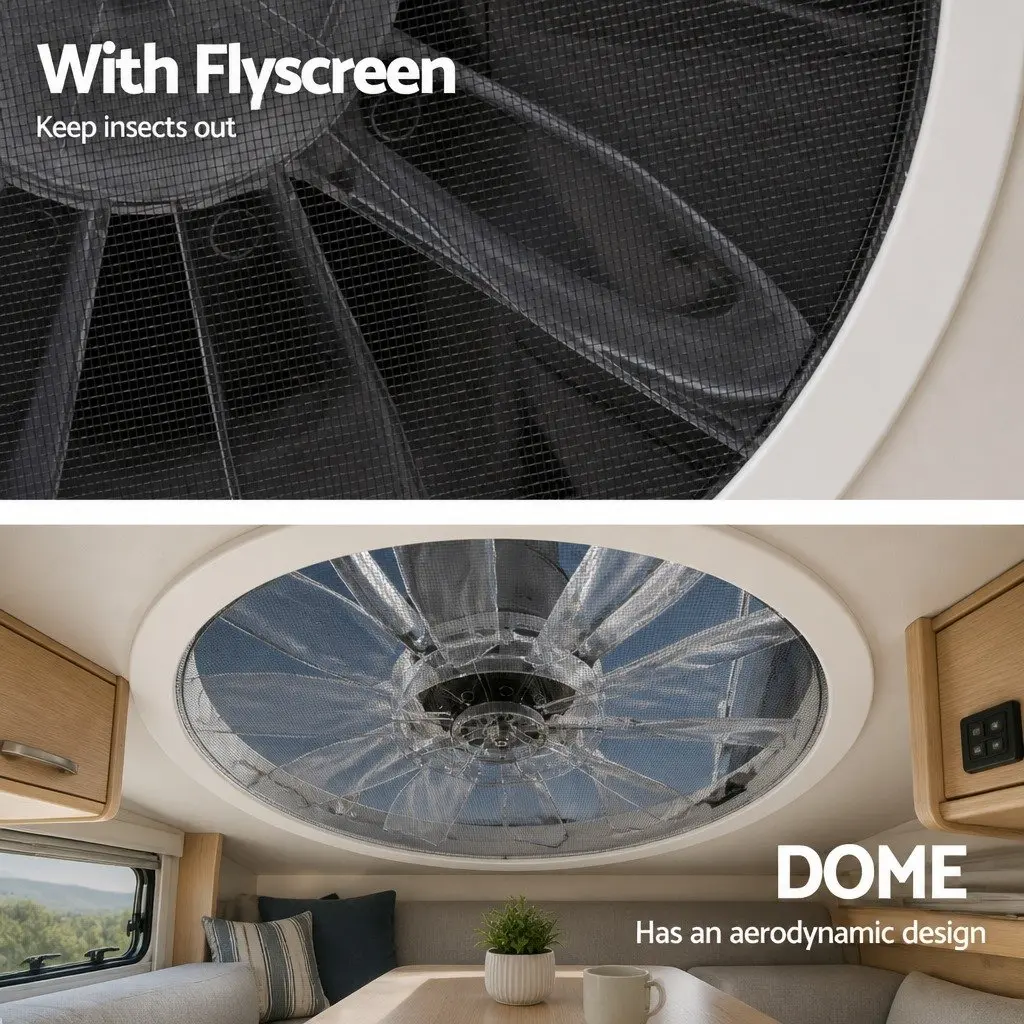 Caravan Air Vent Roof Hatch White 12V Reversible Fan 50 Degree Wide Angle Opening