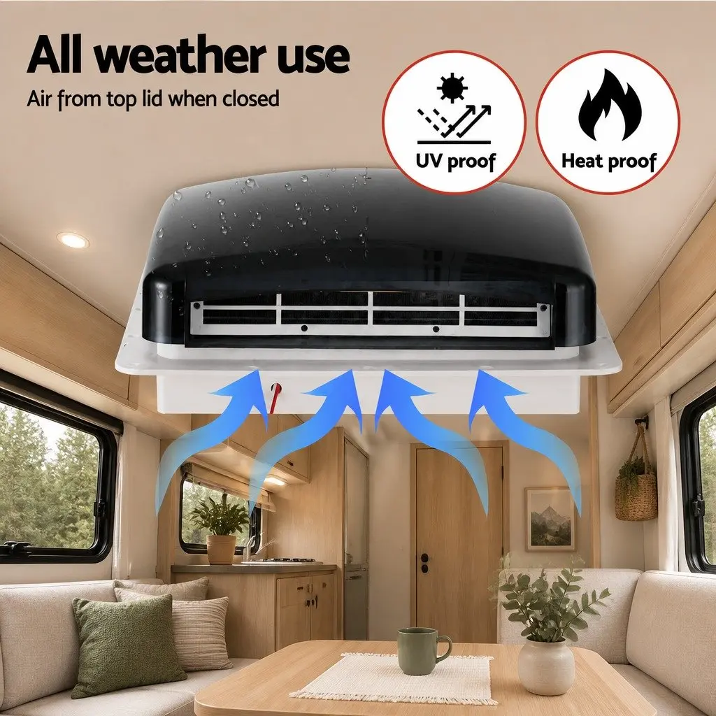 Caravan Air Vent Roof Hatch White 12V Reversible Fan 50 Degree Wide Angle Opening