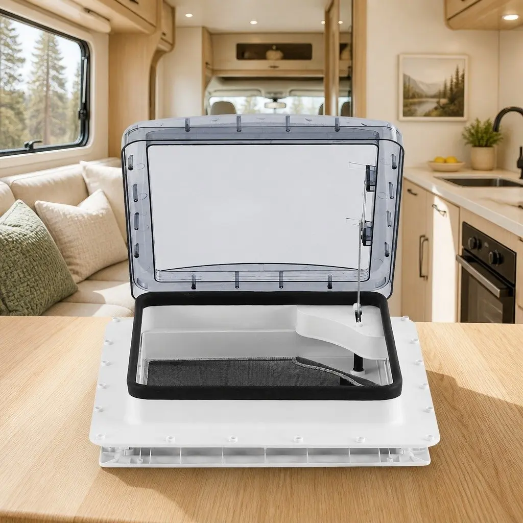 Caravan Roof Vent White 45 x 45 x 17 cm Wide Angle Opening for Fresh Air Circulation