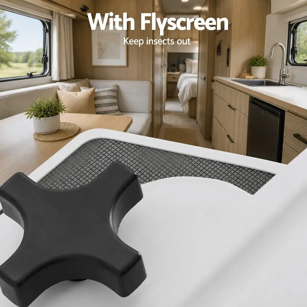 Caravan Roof Vent White 45 x 45 x 17 cm Wide Angle Opening for Fresh Air Circulation