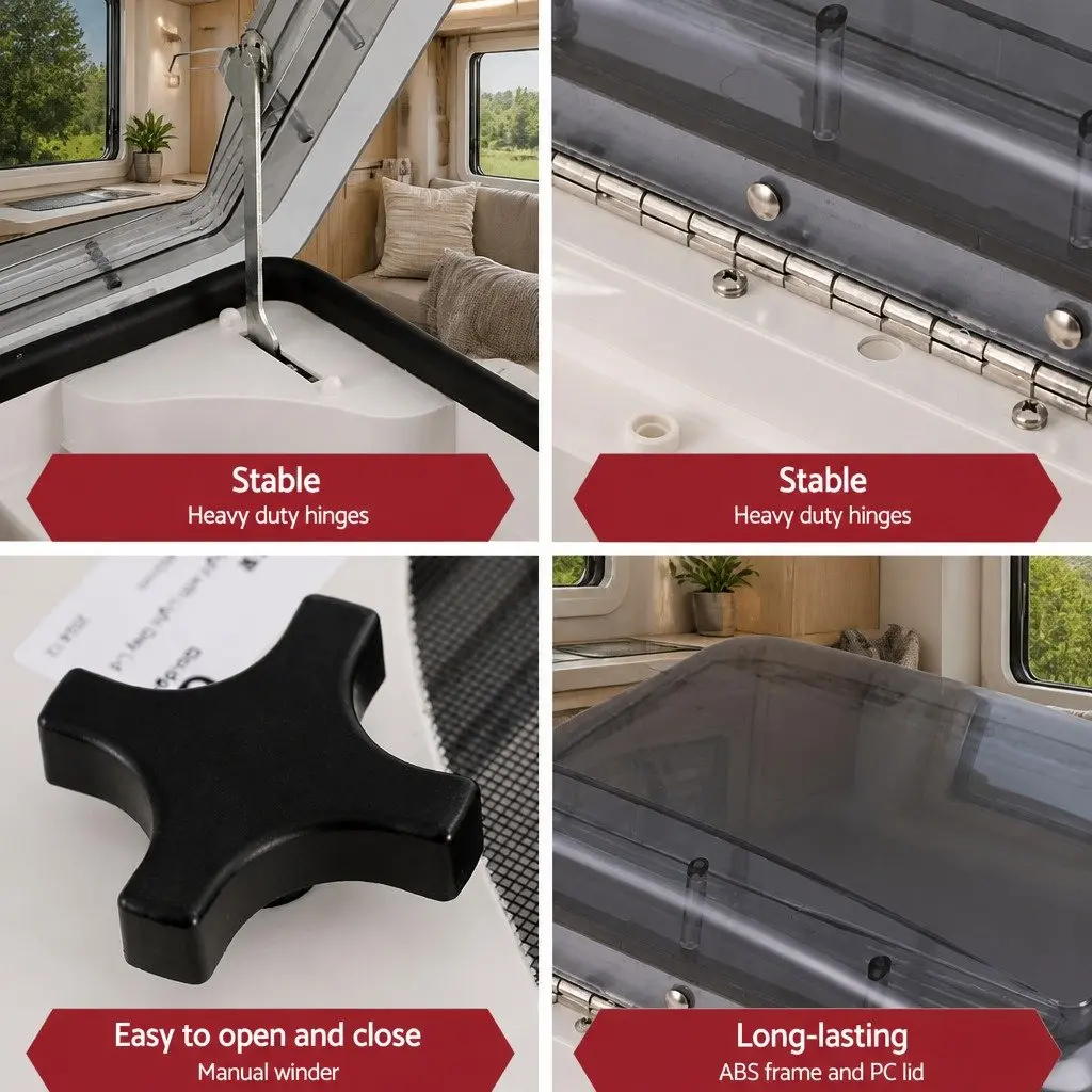 Caravan Roof Vent White 45 x 45 x 17 cm Wide Angle Opening for Fresh Air Circulation