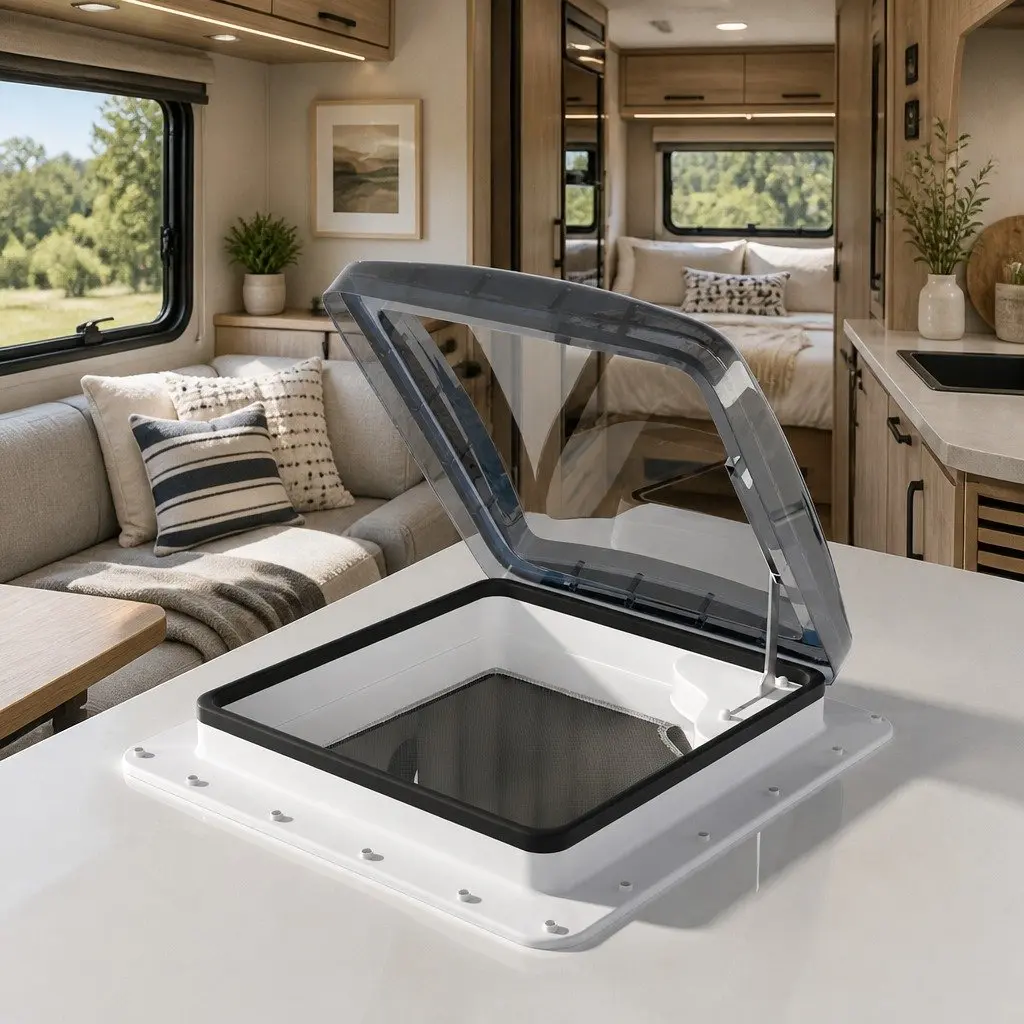 Caravan Roof Vent White 45 x 45 x 17 cm Wide Angle Opening for Fresh Air Circulation