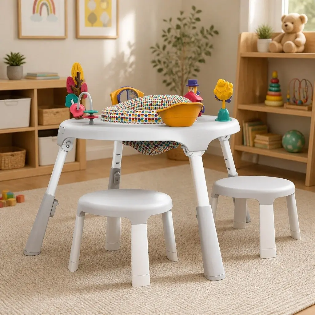 Activity Center Play Table White Height Adjustable Foldable
