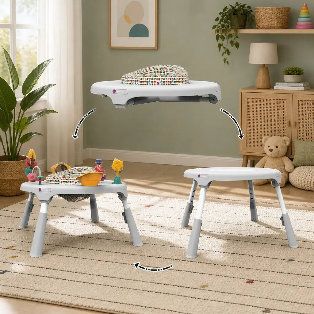 Activity Center Play Table White Height Adjustable Foldable