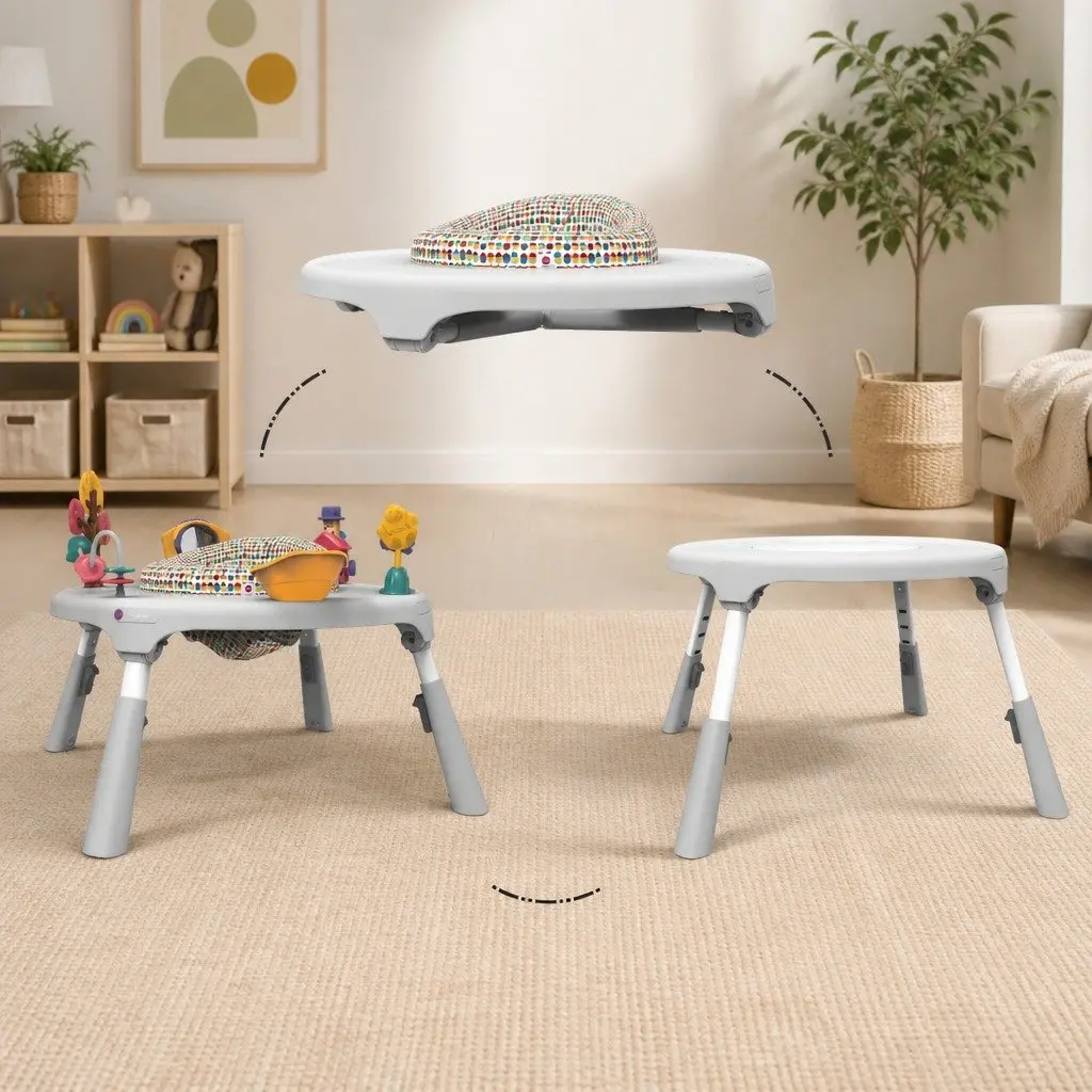 Activity Center Play Table White Height Adjustable Foldable