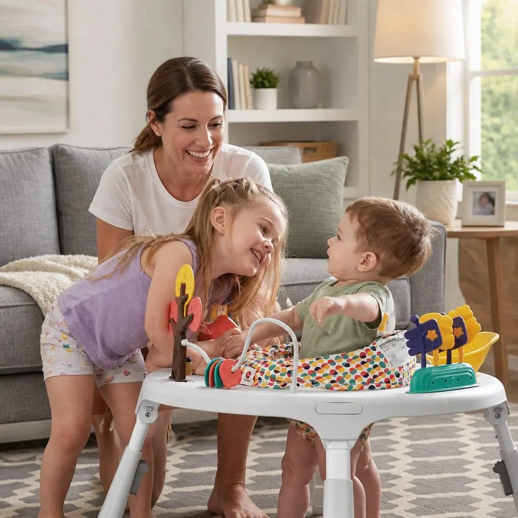 Activity Center Play Table White Height Adjustable Foldable