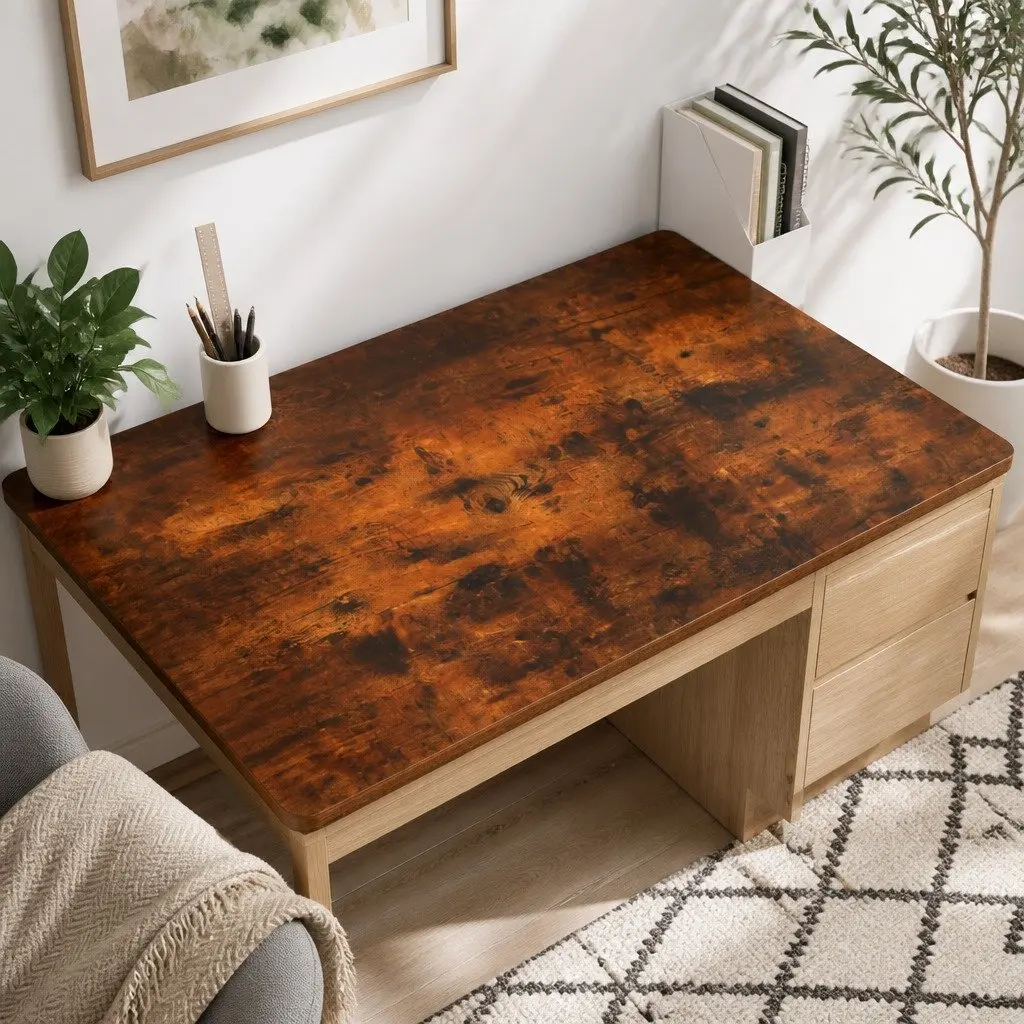 Standing Desk Top Rustic Brown 140cm x 70cm Pre-Drilled for Easy Installation