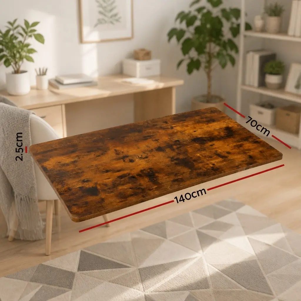 Standing Desk Top Rustic Brown 140cm x 70cm Pre-Drilled for Easy Installation