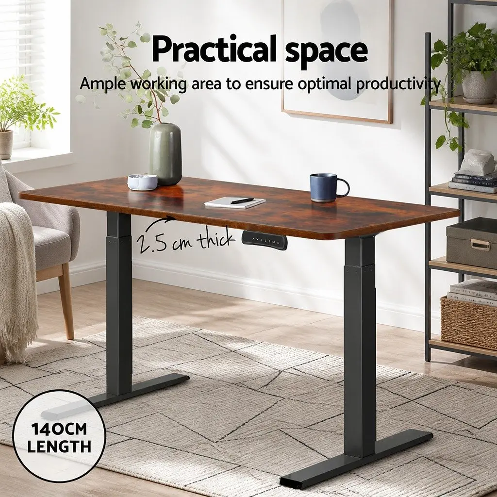 Standing Desk Top Rustic Brown 140cm x 70cm Pre-Drilled for Easy Installation