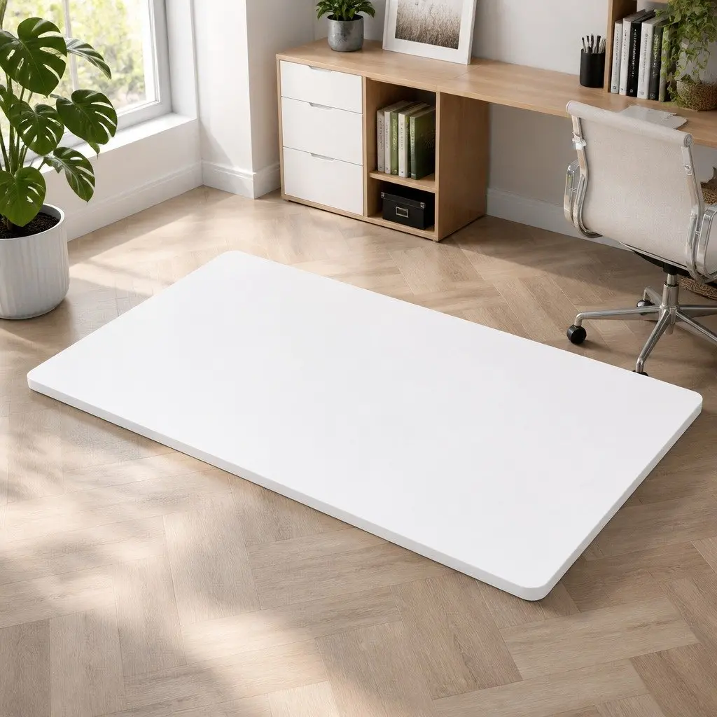 Standing Desk Top White 140cm Durable Particle Board Smooth Rounded Edges