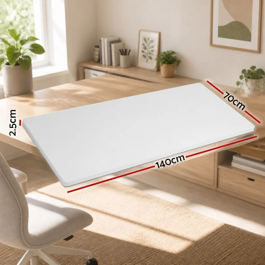 Standing Desk Top White 140cm Durable Particle Board Smooth Rounded Edges