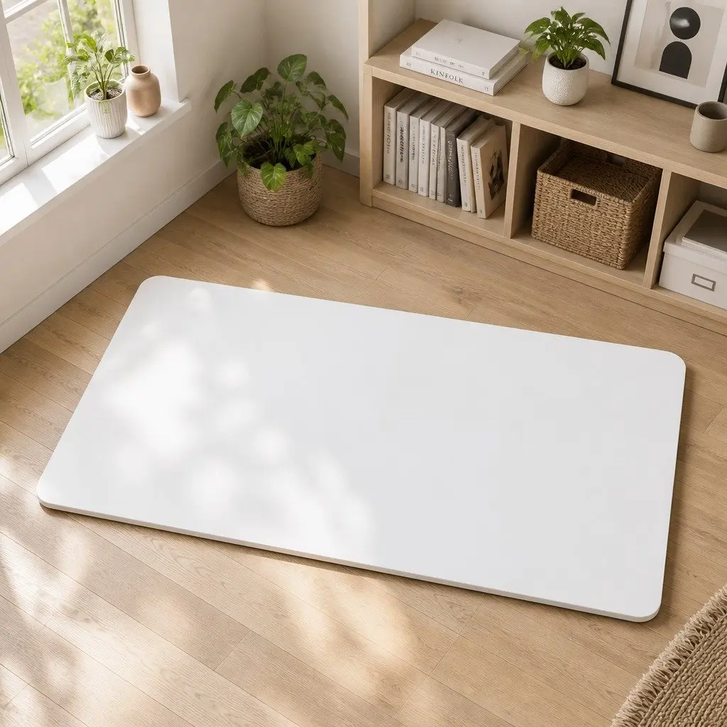 Standing Desk Top White 140cm Durable Particle Board Smooth Rounded Edges