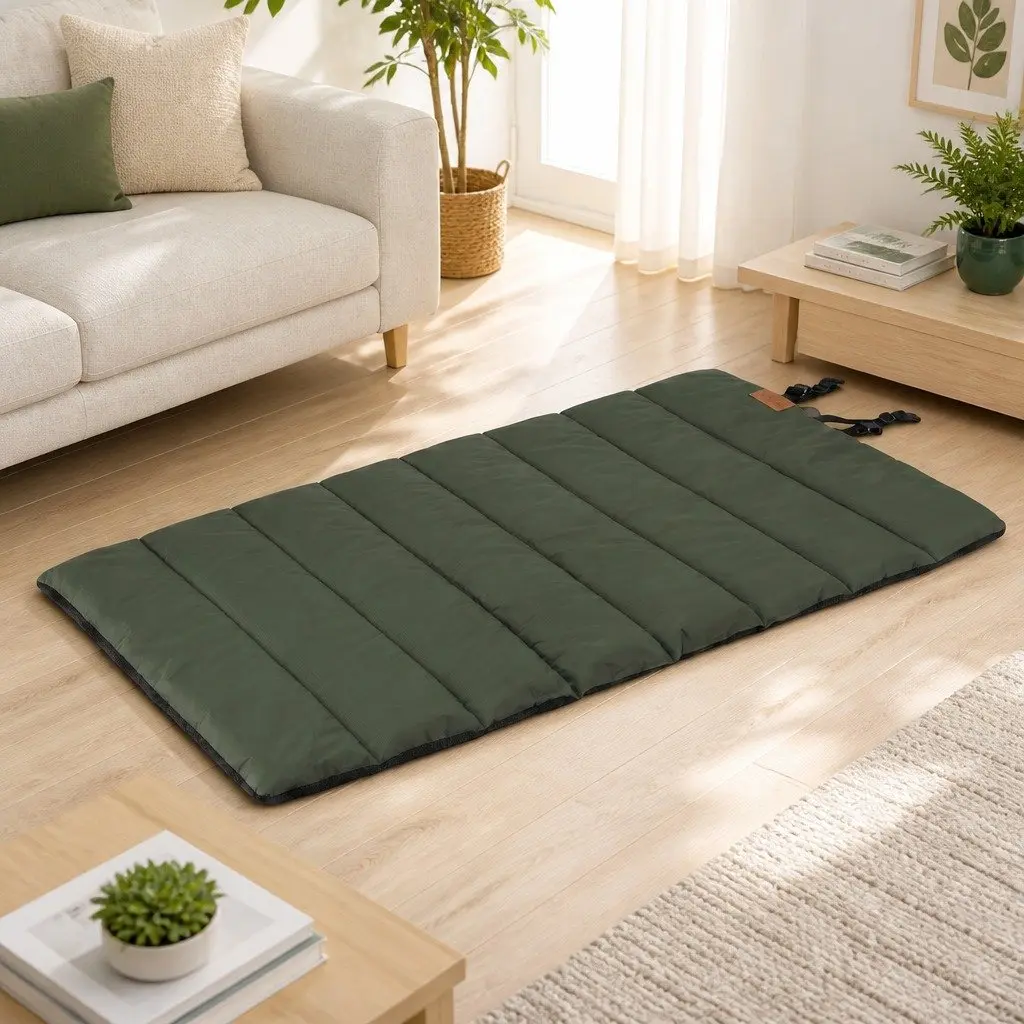 Outdoor Dog Bed Green Black Large Water-Resistant Washable Foldable Travel Mat