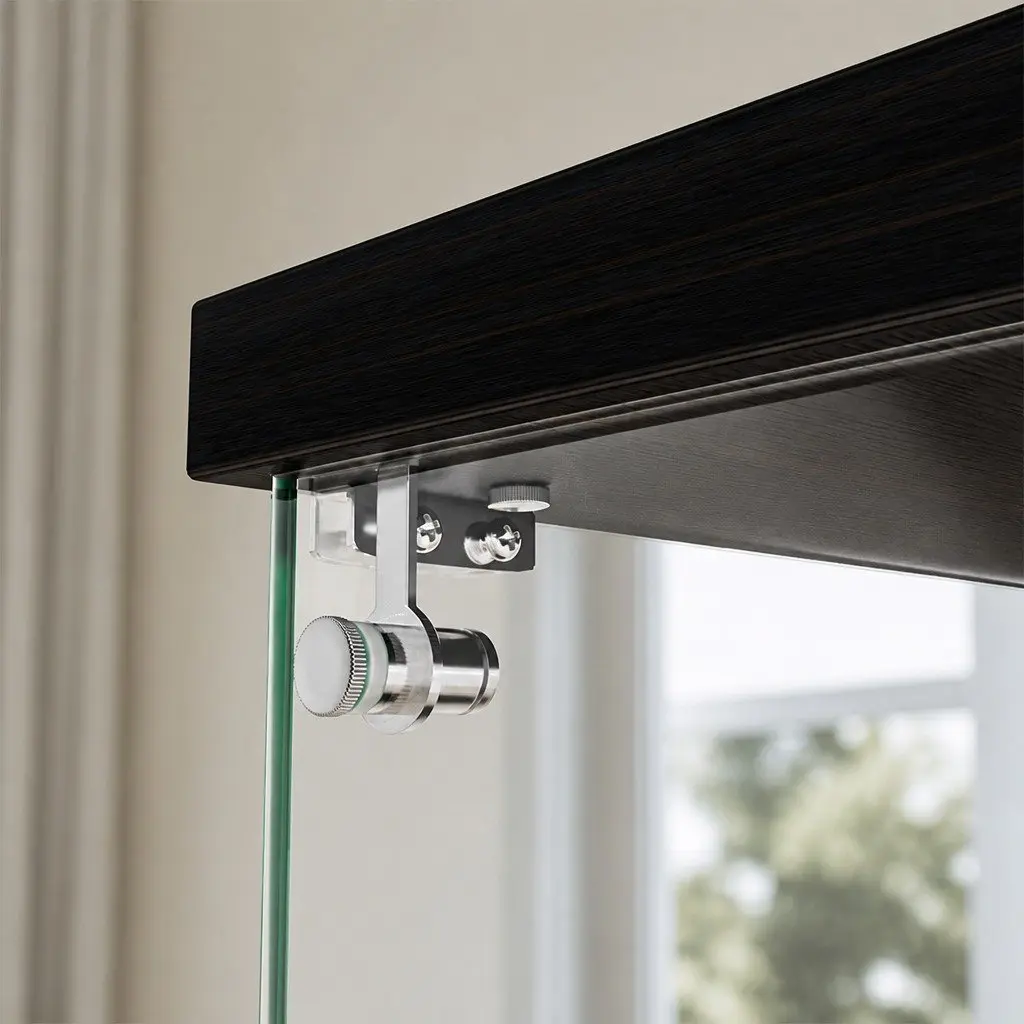 Glass Display Cabinet Black 2 Tier Lockable Tempered Glass Shelves