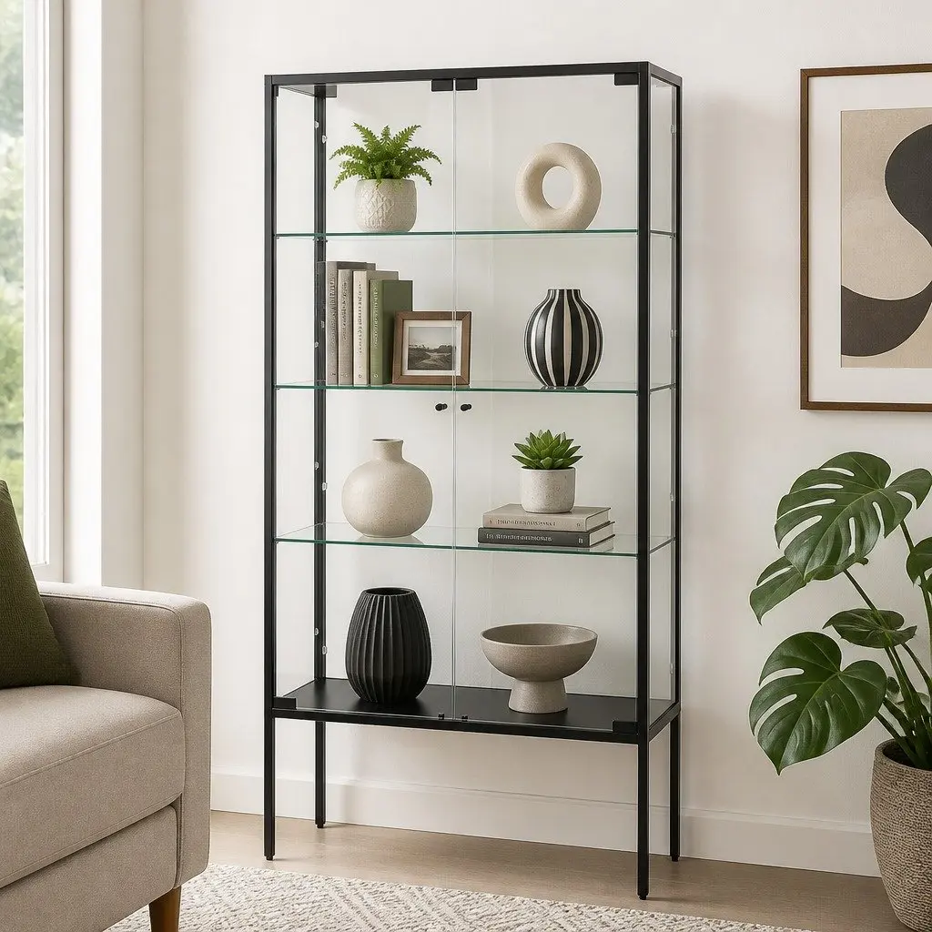 4-Tier Glass Display Cabinet