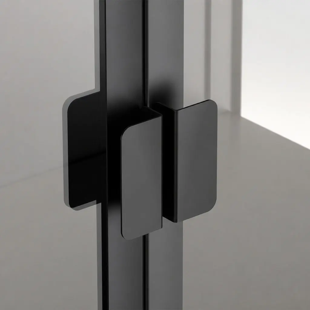 4 Tier Glass Display Cabinet Black Tempered Glass Adjustable Shelves Magnetic Door