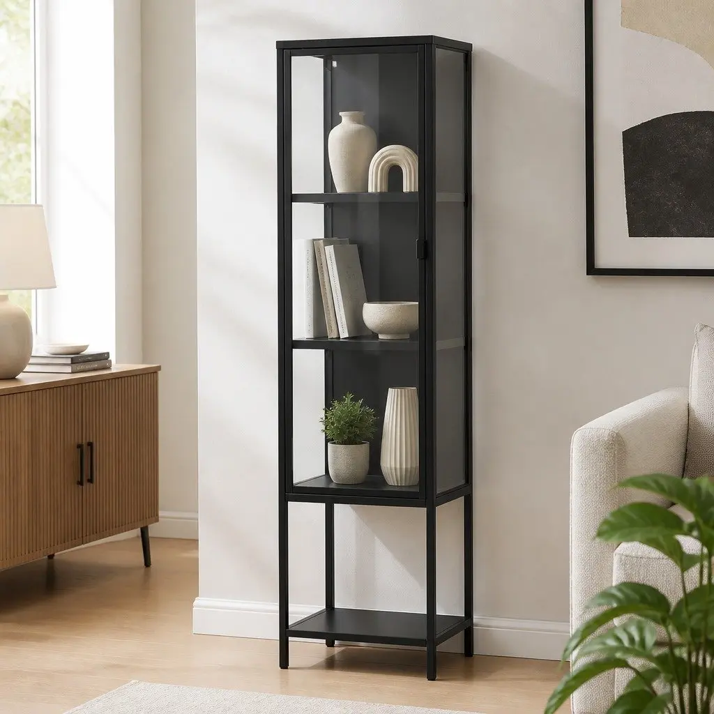 4-Tier Glass Display Cabinet