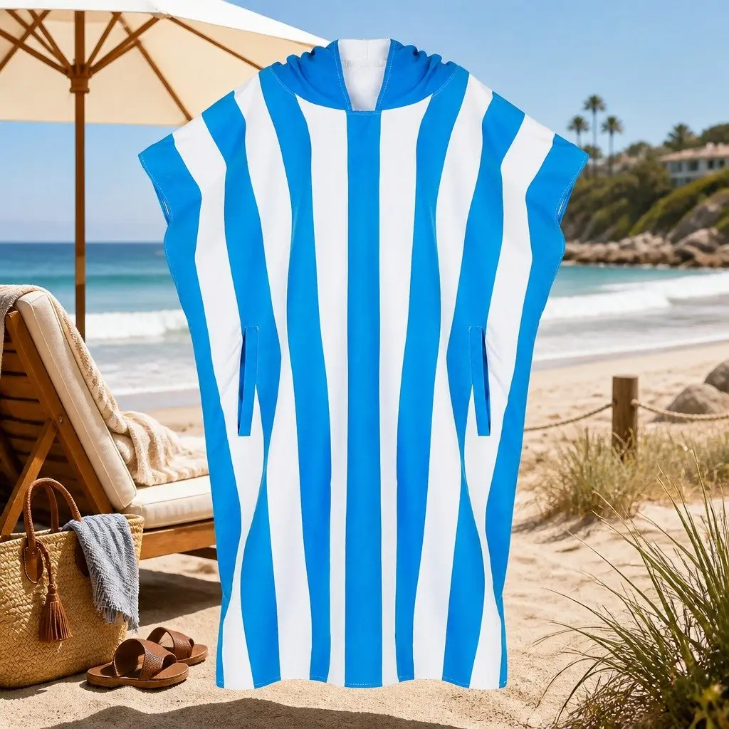 Hooded Poncho Towel Bondi Blue Large Quick Dry Beach Cover