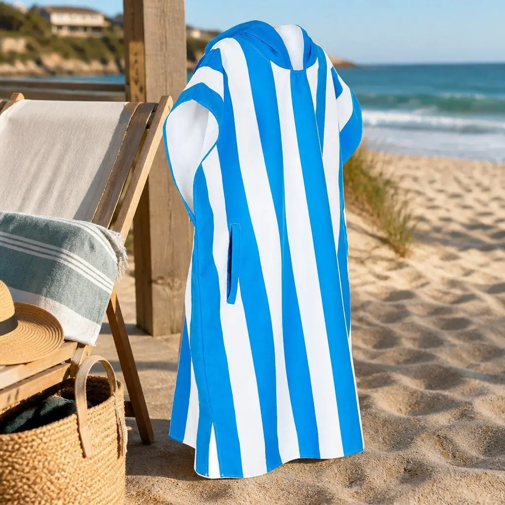 Hooded Poncho Towel Bondi Blue Large Quick Dry Beach Cover
