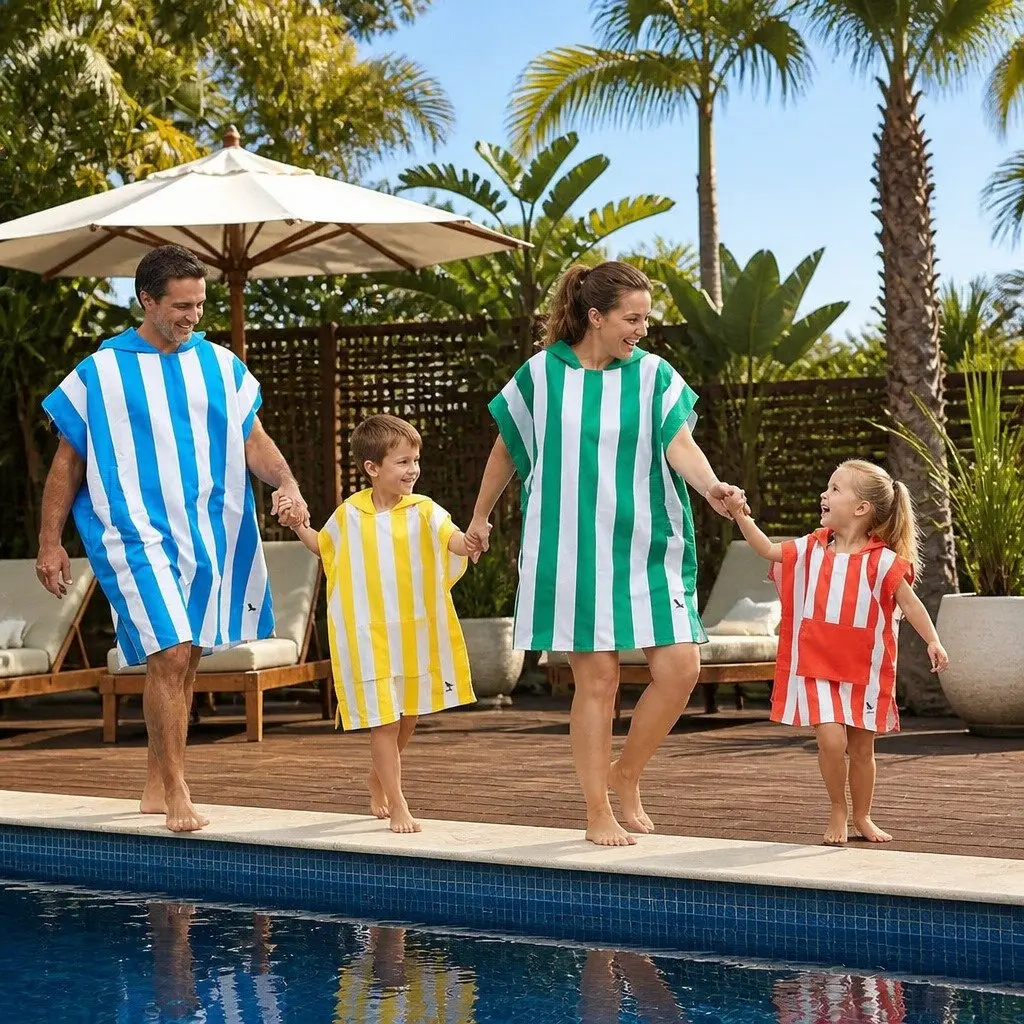 Hooded Poncho Towel Bondi Blue Large Quick Dry Beach Cover