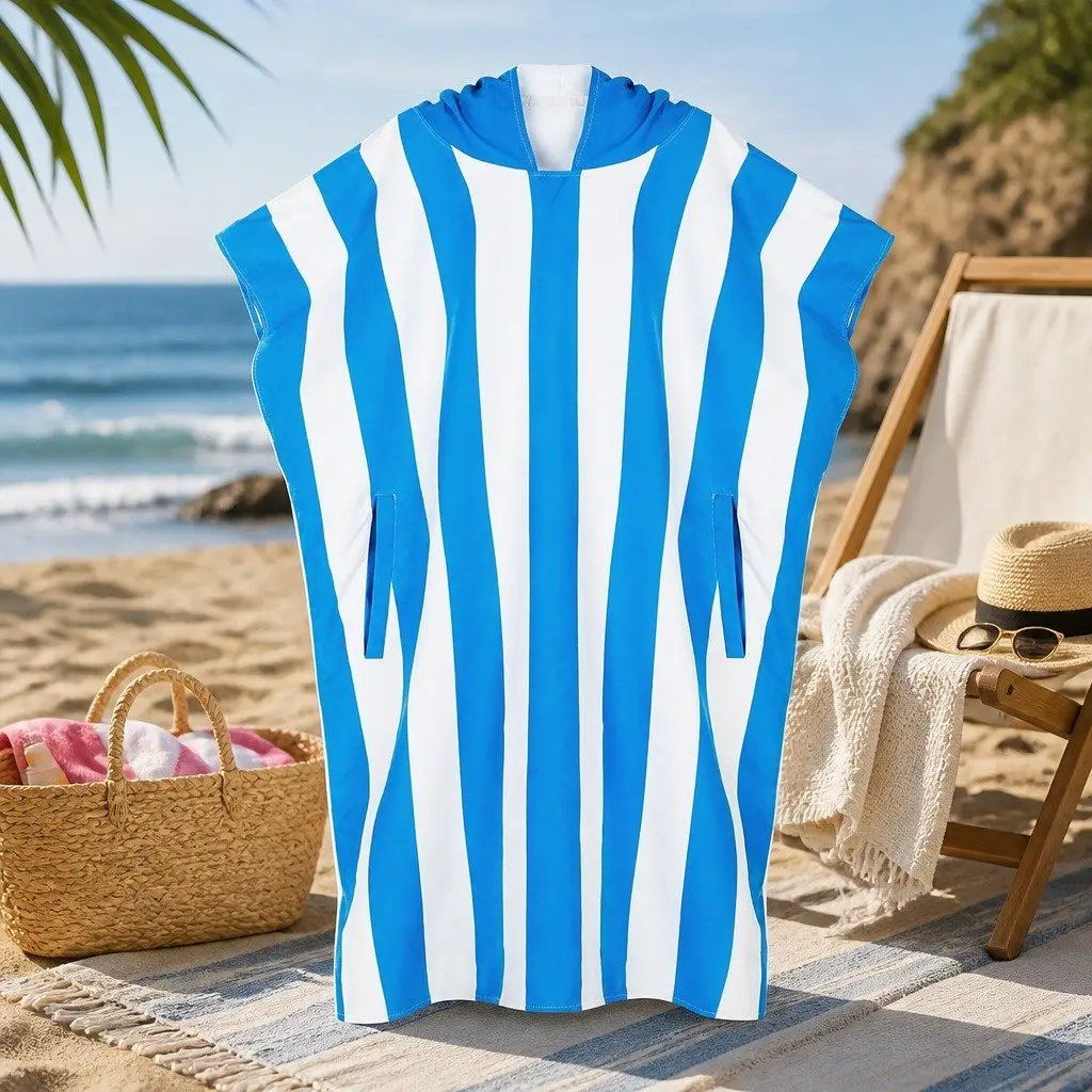 Hooded Poncho Towel Bondi Blue Small Quick Dry Beach Cover