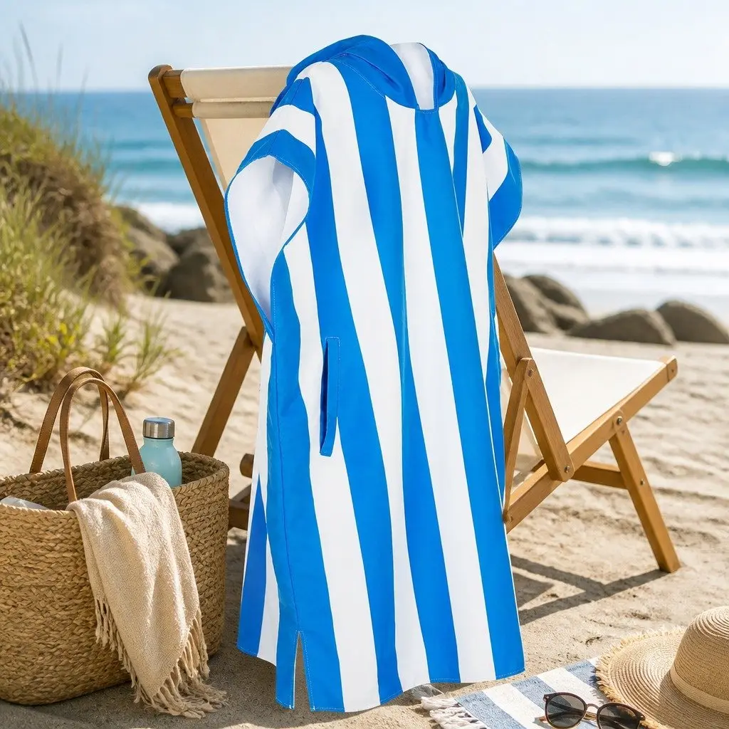 Hooded Poncho Towel Bondi Blue Small Quick Dry Beach Cover