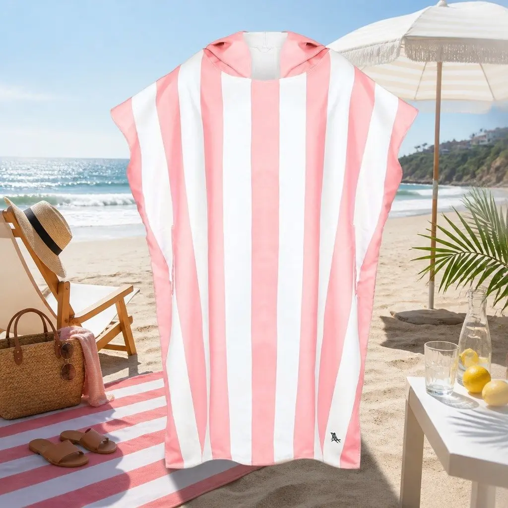 Hooded Poncho Towel Malibu Pink Small Quick Dry Beach Cover Up