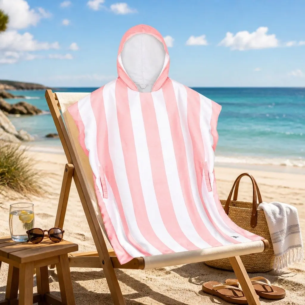Hooded Poncho Towel Malibu Pink Small Quick Dry Beach Cover Up