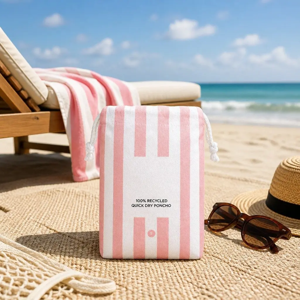 Hooded Poncho Towel Malibu Pink Small Quick Dry Beach Cover Up