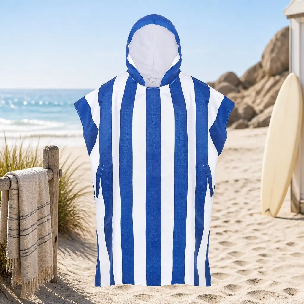 Hooded Poncho Towel Whitsunday Blue Large Quick Dry Lightweight Compact