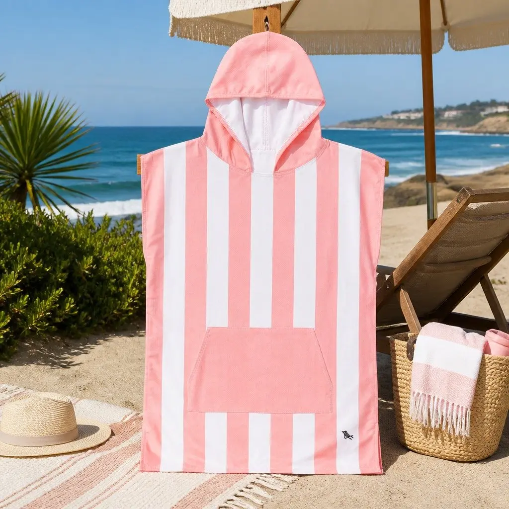 Kids Hooded Poncho Towel Quick Dry M 8-10 Years Beach Swim Cover Change Robe