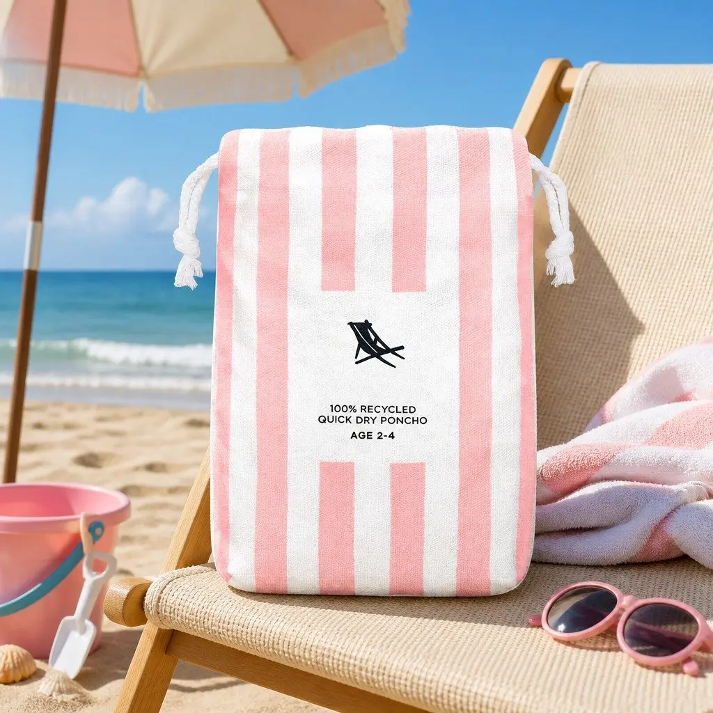 Kids Hooded Poncho Towel Quick Dry M 8-10 Years Beach Swim Cover Change Robe