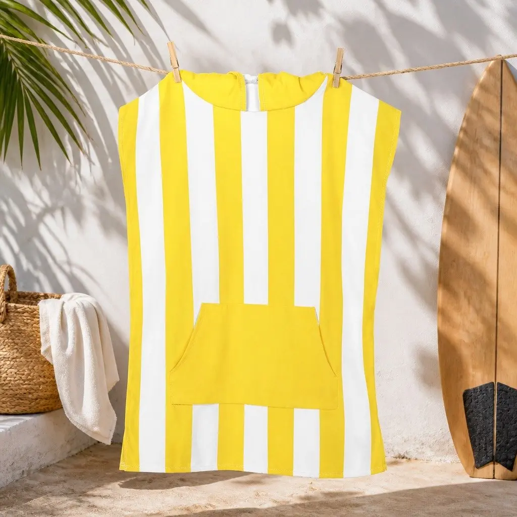 Kids Hooded Poncho Towel Boracay Yellow Small Quick Dry for Swimming 4-7 Years