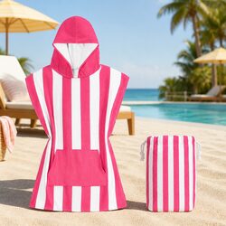 Compact Quick Dry Hooded Poncho Towel for Kids 2-4
