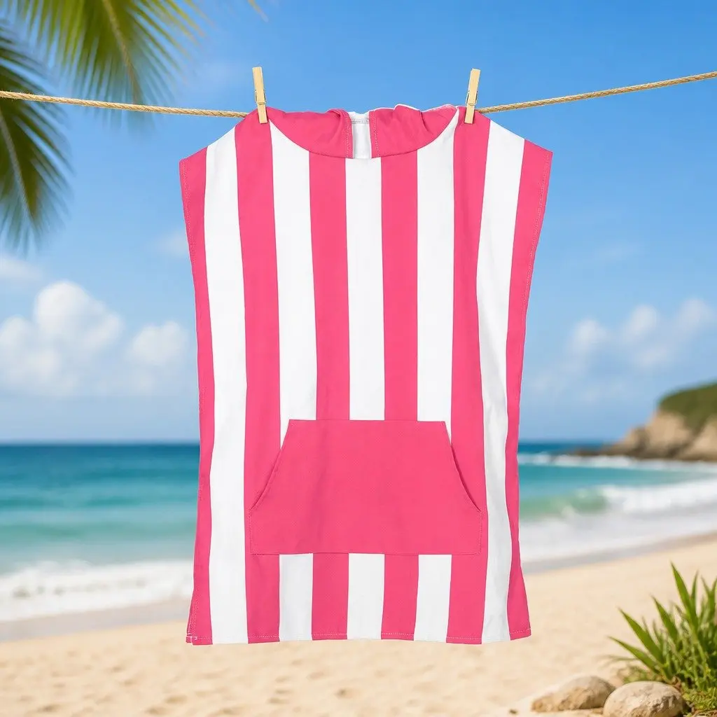 Kids Hooded Poncho Towel Phi Phi Pink XS Quick Dry Beach Cover Change Robe