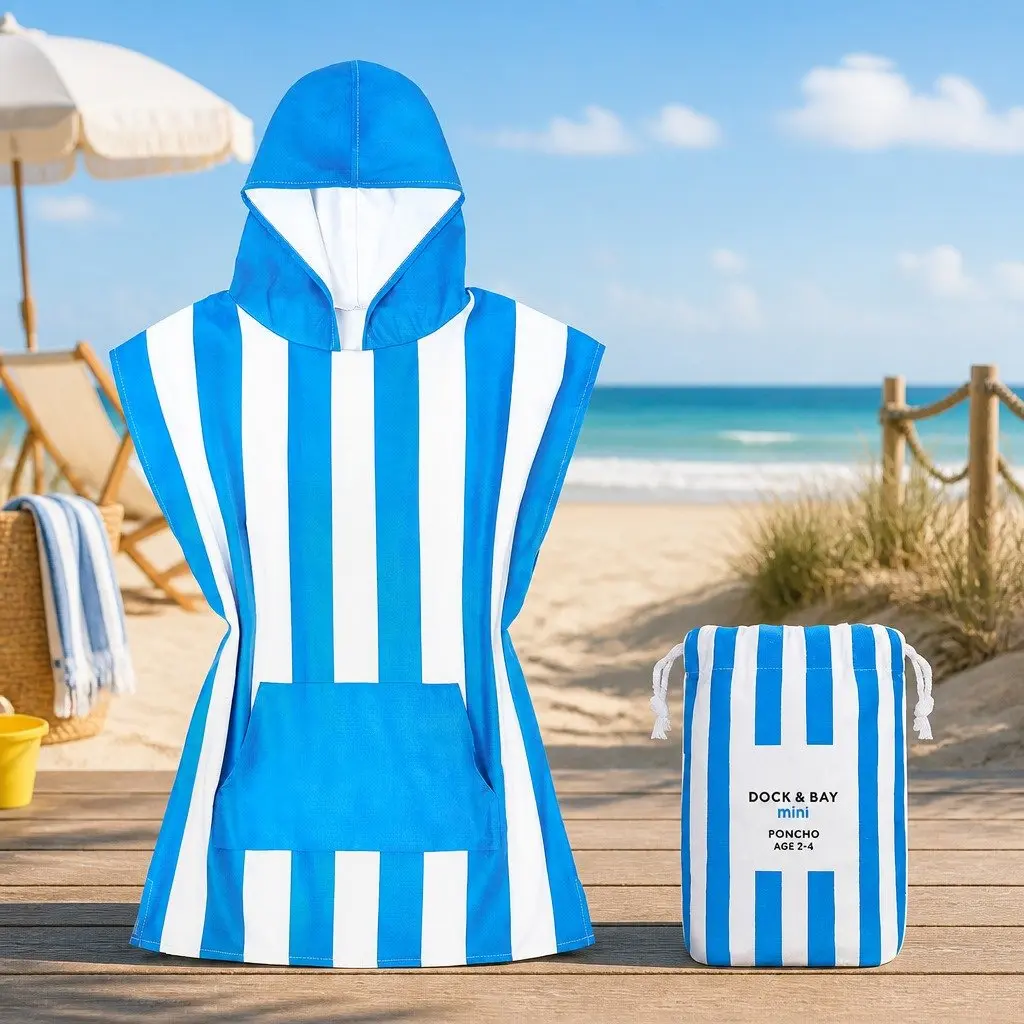 Hooded Poncho Towel Bondi Blue XS Quick Dry for Kids 2-4 Years