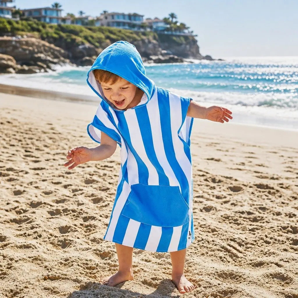 Hooded Poncho Towel Bondi Blue XS Quick Dry for Kids 2-4 Years