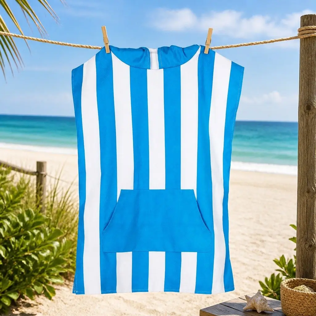 Hooded Poncho Towel Bondi Blue XS Quick Dry for Kids 2-4 Years