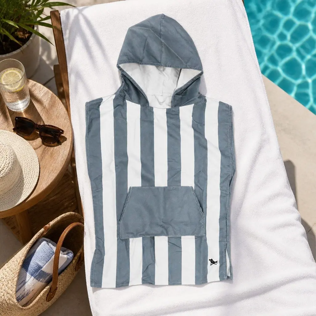 Kids Poncho Goa Grey XS Quick-Dry Hooded Beach Swim Changing Robe