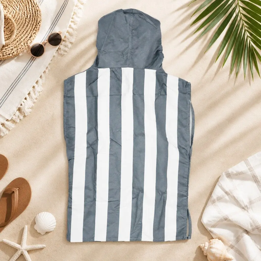 Kids Poncho Goa Grey XS Quick-Dry Hooded Beach Swim Changing Robe