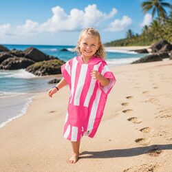 Compact Kids Hooded Poncho Towel, Quick Dry for 4-7 Years