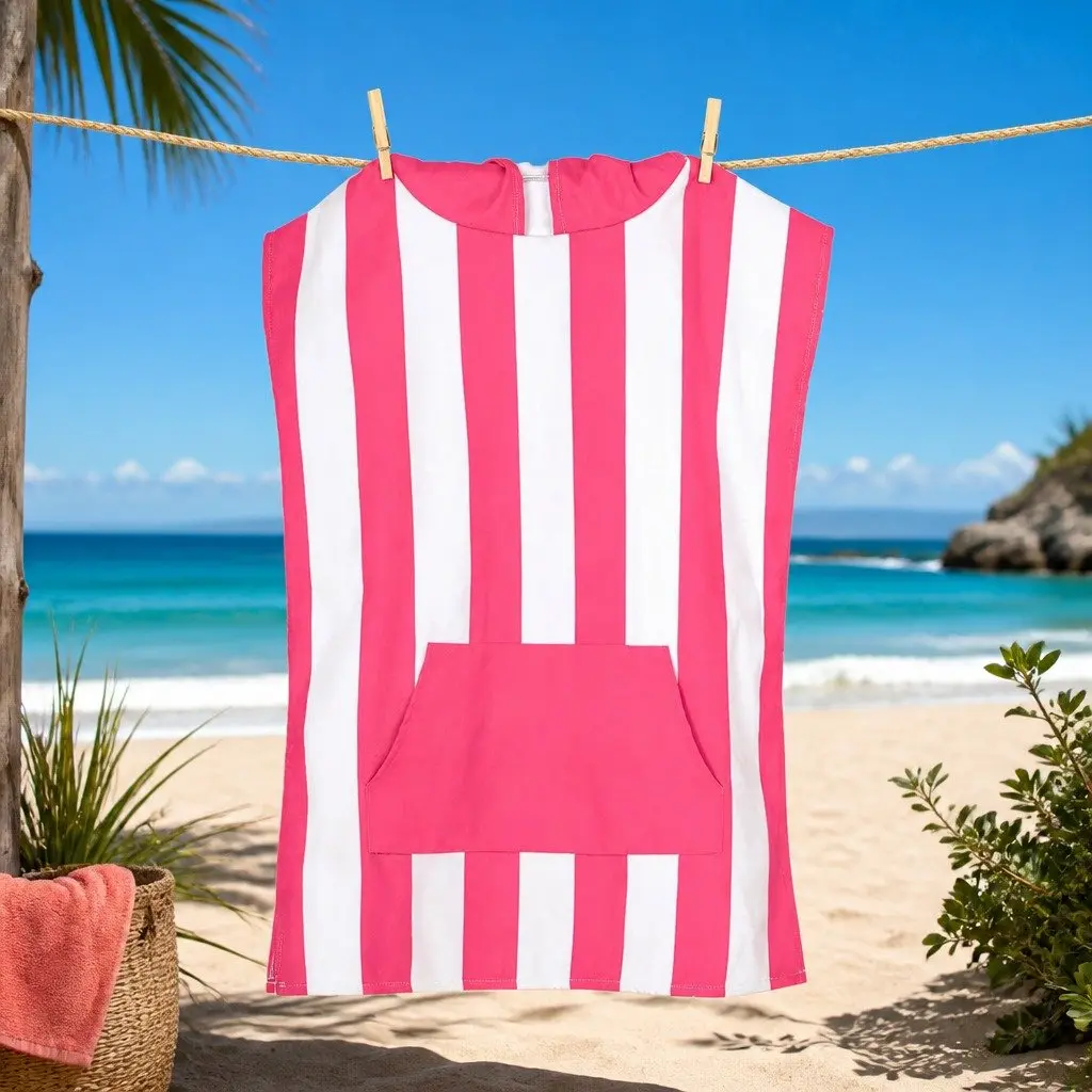 Hooded Poncho Towel Phi Phi Pink Small Quick Dry for Kids 4-7 Years