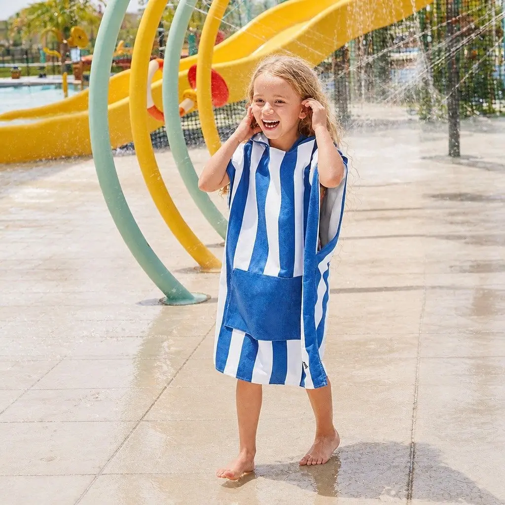 Kids Hooded Poncho Towel Whitsunday Blue XS Quick Dry Beach Cover Change Robe